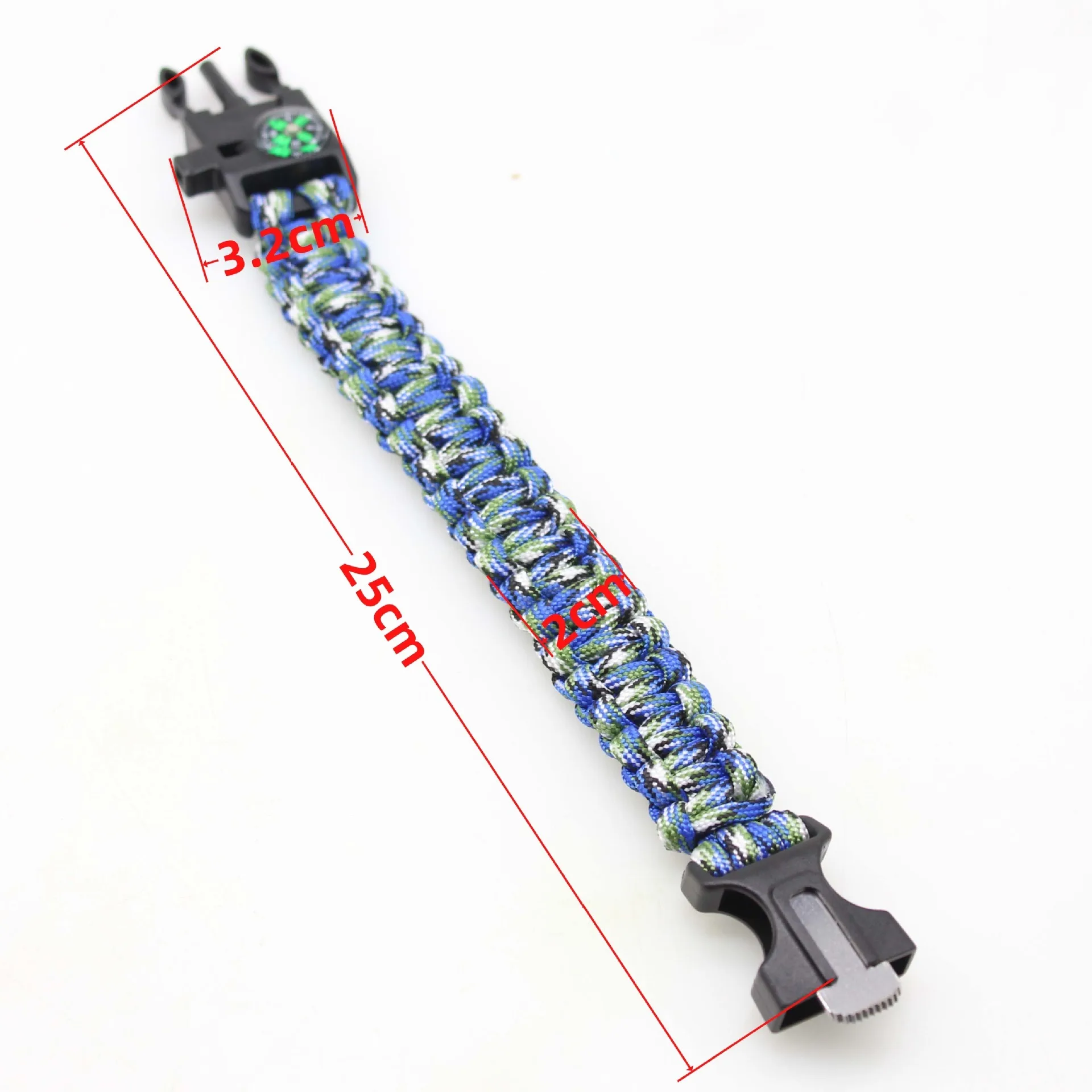 Outdoor Survival Bracelet Camping Rescue Emergency Rope Bangles Multi-function Compass Whistle Hand Strap