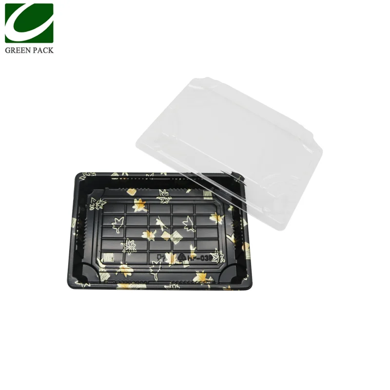 Chinese manufacturers supply directly disposable cheap plastic sushi box sushi party tray with lip