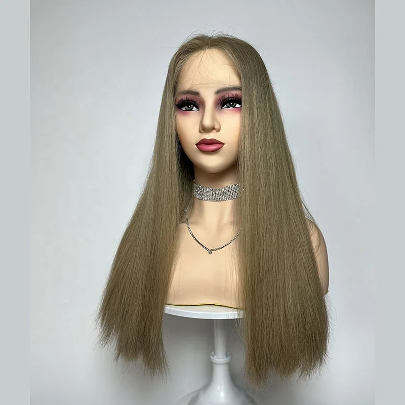 Kosher Jewish Raw Pony Hair Luxury Wigs With Highlights Raw Russian Human Body Wave Hair
