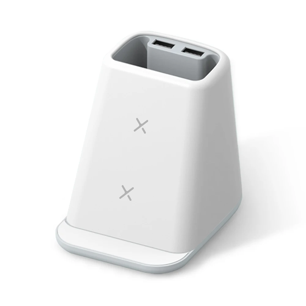 Promotional Desktop Pen holder Phone wireless charger holder Wheat Straw Pencil cup with USB ports