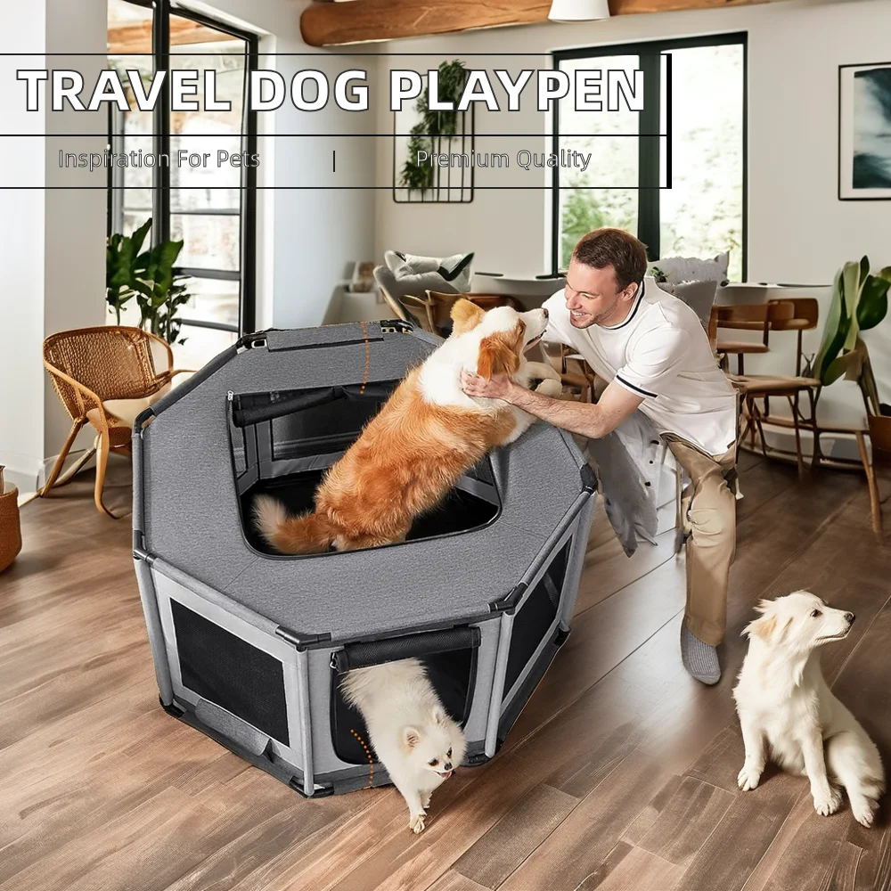 High Quality Oxford Fabric Portable Foldable Travel Dog House Collapsible Pet Playpen Solid Style Sport Design for Small Animals