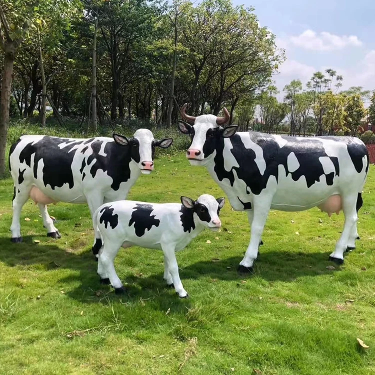 Large Fiberglass milk cow Statue Animal Resin Figures painting Sculpture bull sculpture outdoor dairy cattle decorative ornament
