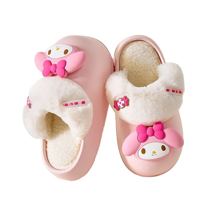 HL Custom Cartoon Anime Shoes Kuromi Home Slippers Cute Plush Hk Kitty Slippers For Women