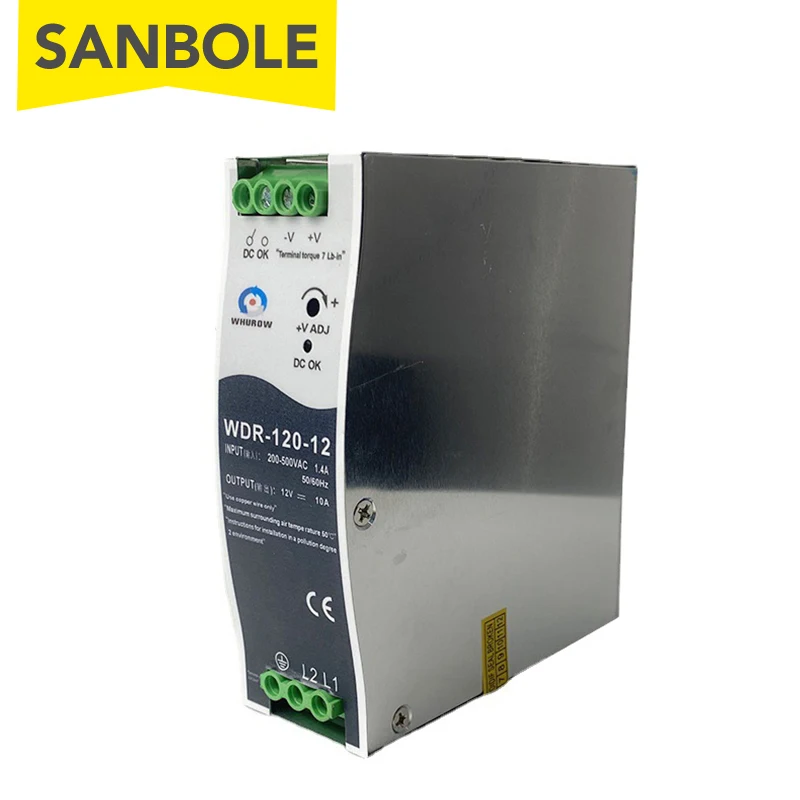 WDR-120W 12V 24V DIN Rail Mounting Installation AV380V Input Guide Short Circuit Protection Switch Power Supply