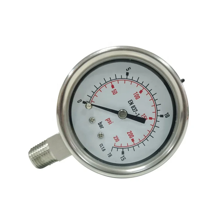 SPR Fast Delivery Stainless Steel Liquid Water Filled High Pressure Gauge Meter 10bar