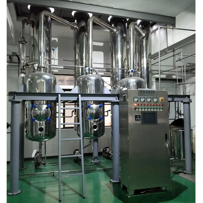 Triple-effect falling film evaporator / vacuum concentrator for juice / milk / whey