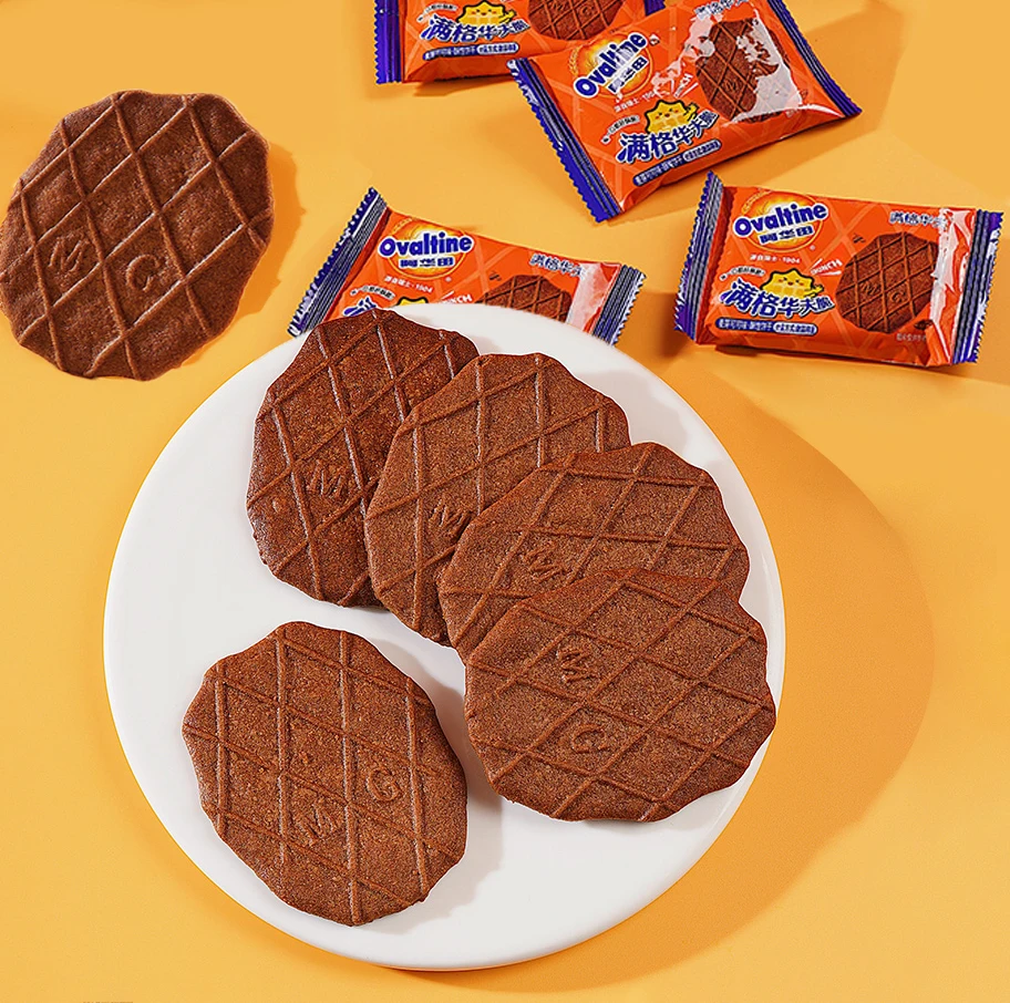 Wholesale Top Selling Products 2024 Snack 315g/bag Chocolate Malt Cocoa Flavore Waffle Thin Biscuit Cracker