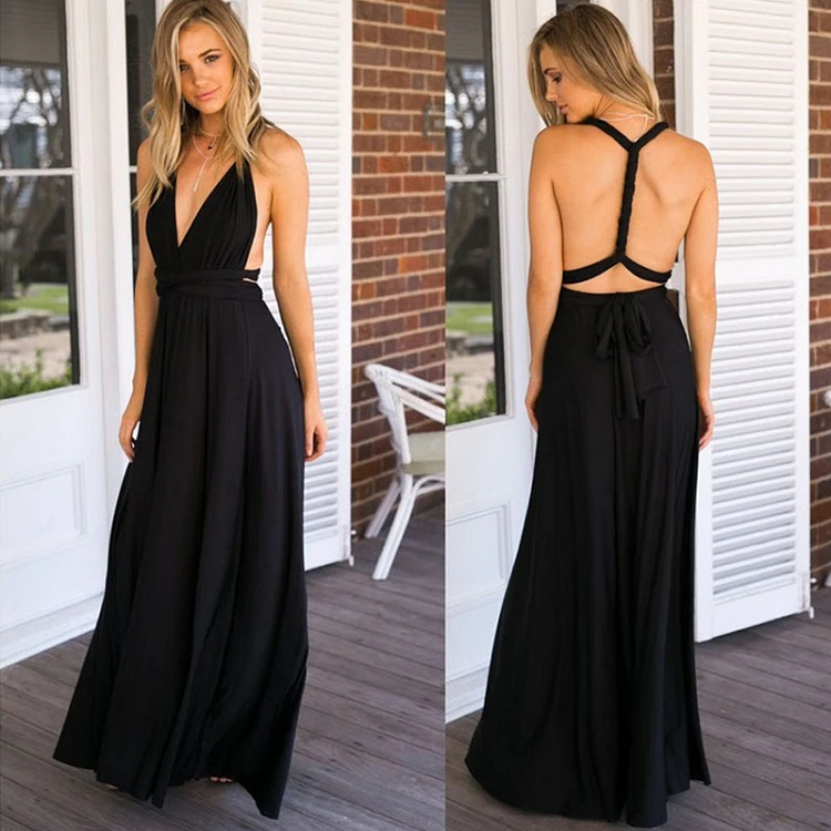 Hot Sale Multi Way Wear Wrap Top Blank Summer Long Maxi  Sleeveless Classy Fashion Sexy Women Dresses