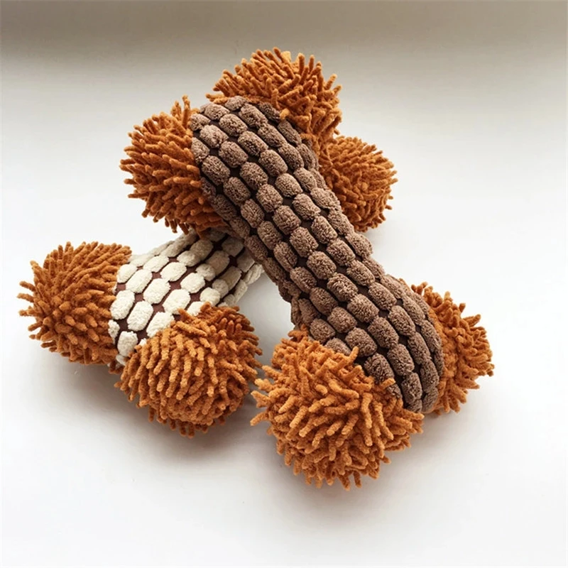 Dog Puppy Toys Pet Supplies Pets Chew Toy Bone Shape Squeak Cleaning for Small Medium Dog Accessories Training Plush Sound