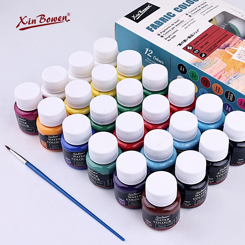 Xin Bowen 12Colors Wholesale Sate Materials Art Acrylic/Glass/Poster/Fabric/Watercolor Drawing Paint For Artist Painting