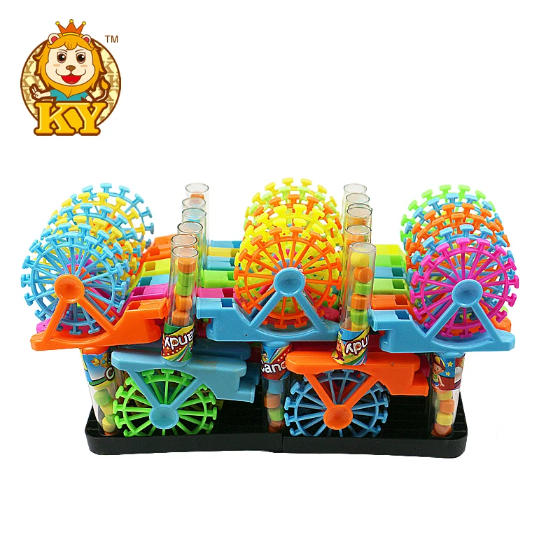 Manufacturer wholesale Ferris wheel shape whistle toy with multi-colored fruity flavor tablet candy