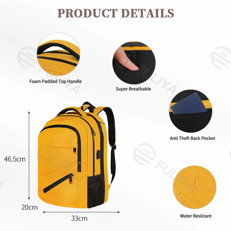 FULIYA Airplane Water Resistant Travel Laptop Shoulder Designer Office Business Anti-theft Laptop Backpack With Usb Port