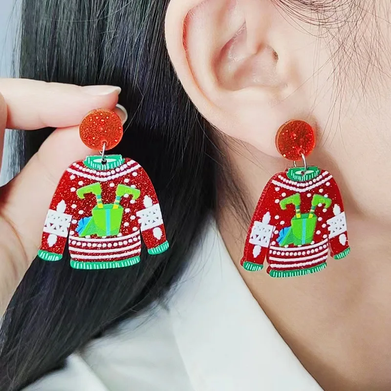 KL OEM Pendiente De NavidadPopular 2023 Christmas AcrylicTree Earrings Jewelry For Gift