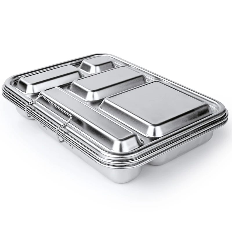 Supplier stock available food preservation 5 compartment 304 stainless steel portable fresh food lunch box