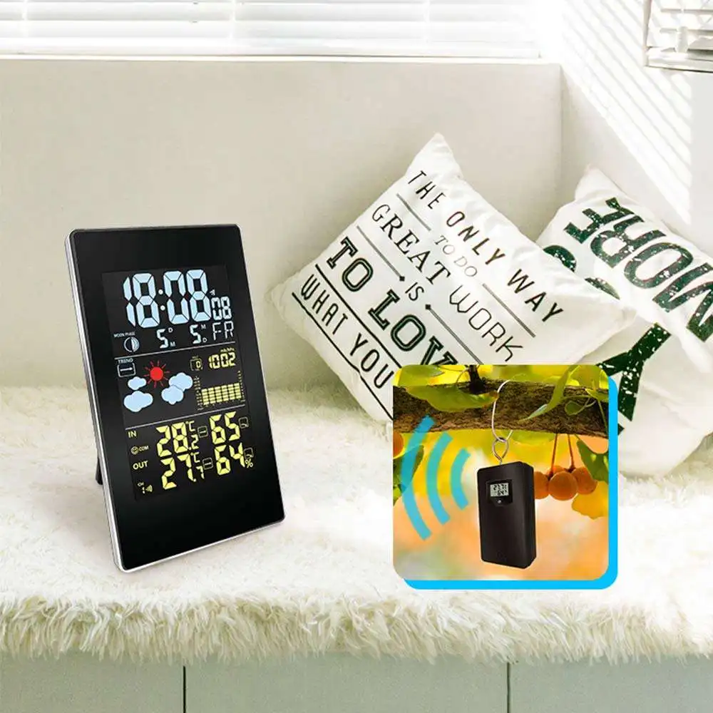 3in1 Weather Station with Outdoor Sensor Wireless Weather Forecast Station with Atomic Clock Barometer Thermometer