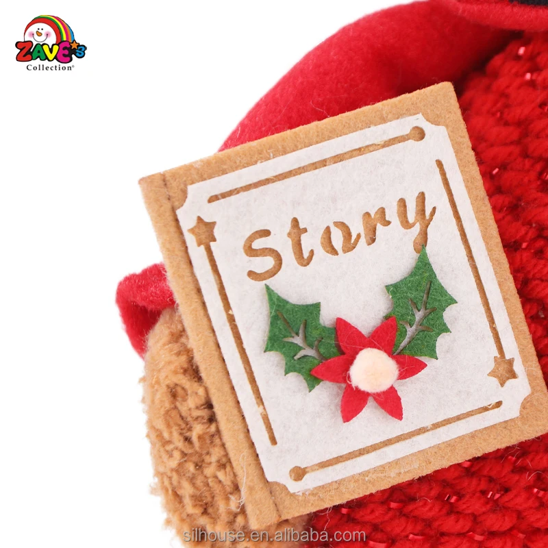 13-In Teddy Bear Pair in Plaid Pajama Cute Soft Standing Ornament for Christmas Home Decor