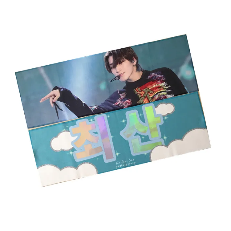 Custom Towel Kpop Slogan Cheering Towel Reflective/holographic/Glitter Cloth For Star Concert