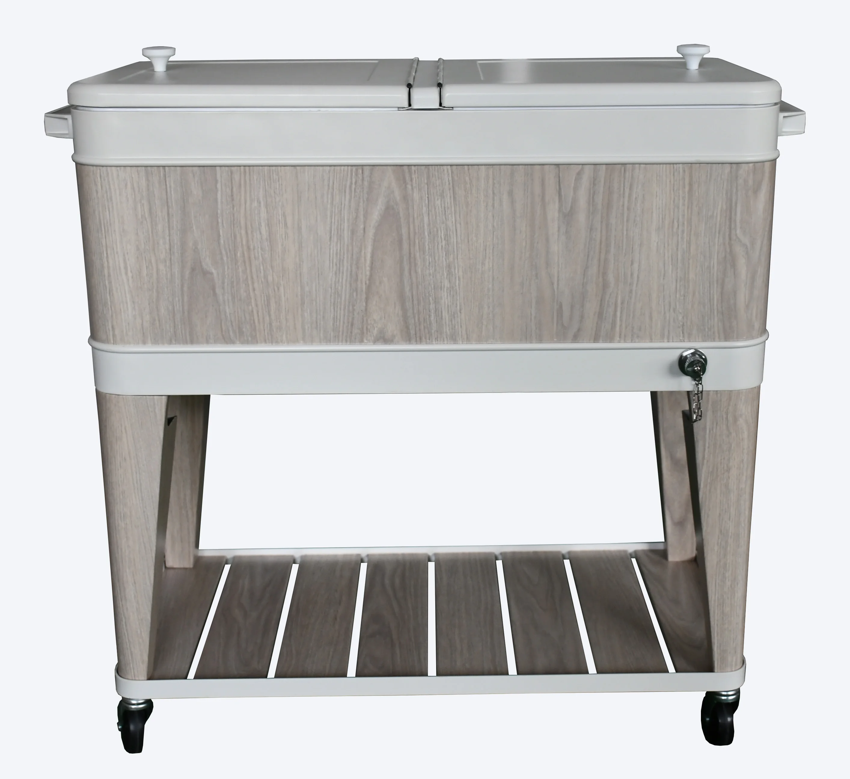 Top quality OEM 80L custom retro cooler cart picnic beach camping metal Ice cooler Business Gifts