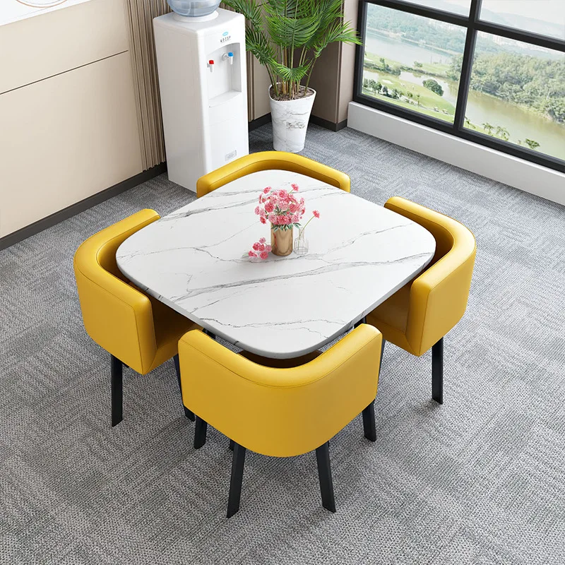 Modern Luxury Wood Kitchen Restaurant Tables And Chair Sets Room Furniture Small Round Marble Wooden Dining Table Set 4 Chairs