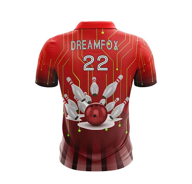 wholesale custom cheap team retro polo silk bowling shirts sublimated bowling shirts