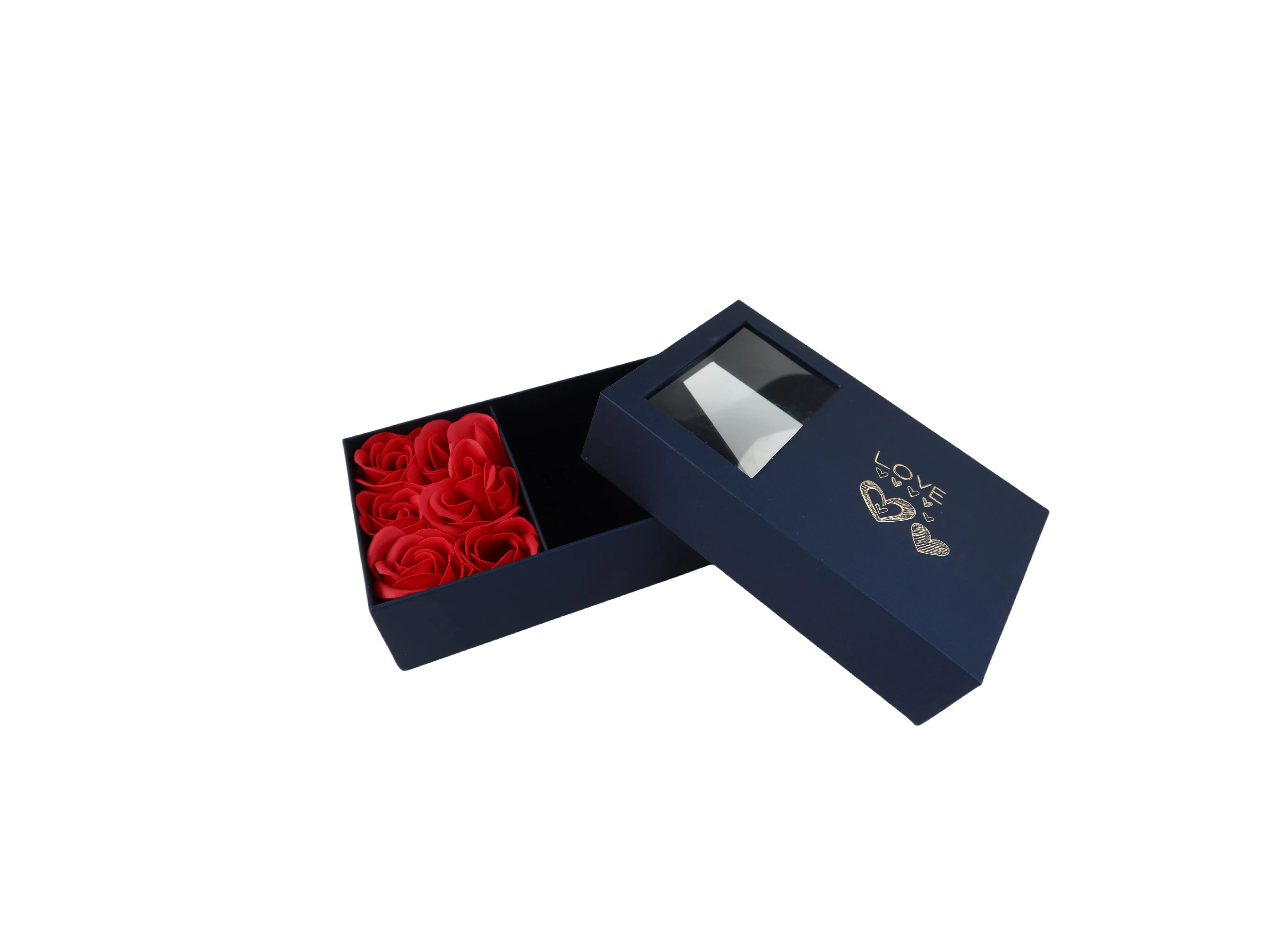 2023 new design preserved rose flower in gift boxes eternal heart packaging box with logopaper  jewellery