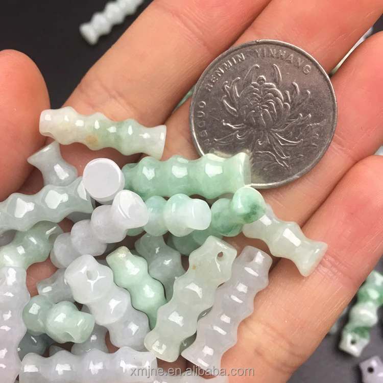 Jade Grade A Jade Scraps Necklace Ice Kind Bamboo Carving Handicraft Factory Wholesale