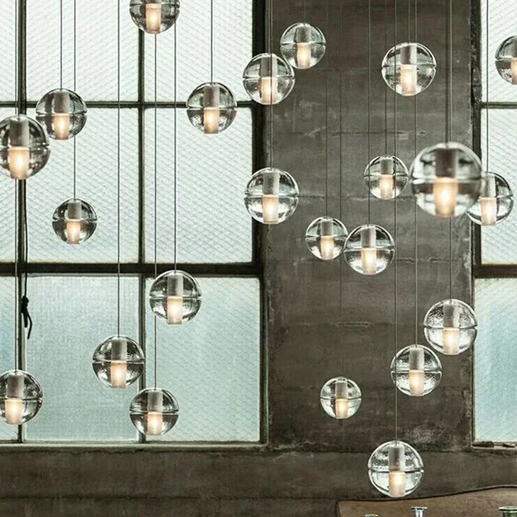 Bubble Solid Balls Light Luxury Hotel Lobby Hall Banquet Crystal Modern Staircase Custom Led