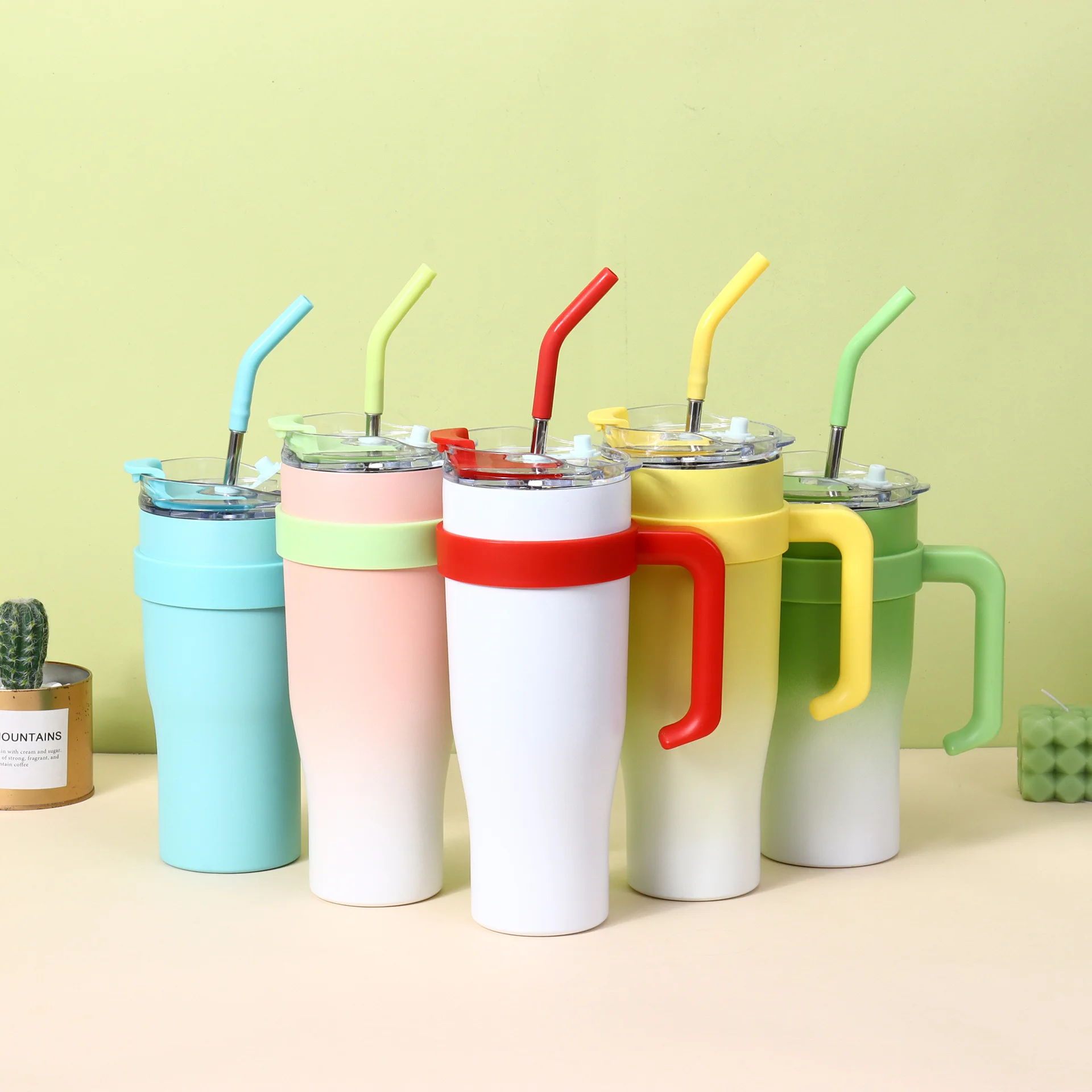 Hot Sale 40 Oz Stainless Steel Vacuum Insulated Tumbler 40oz Tumbler With Handle With Lid Straw For Water Iced Coffee Bottle