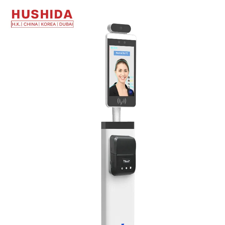  HUSHIDA 8 inch face recognition IR thermal camera thermometer with temperature print