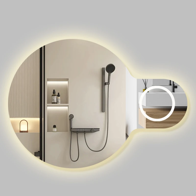 Fullkenlight large wall mounted led bathroom mirrors smart touch screen magnify bathroom mirror with light