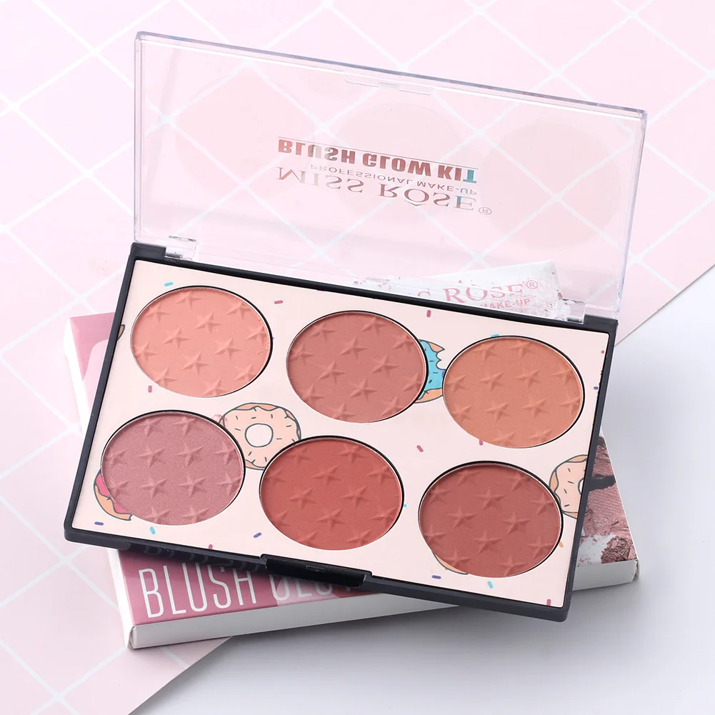 OEM ODM MISS ROSE Румяна шести цветов натуральные Прочные прозрачные для окон красные щеки фирменная торговая марка