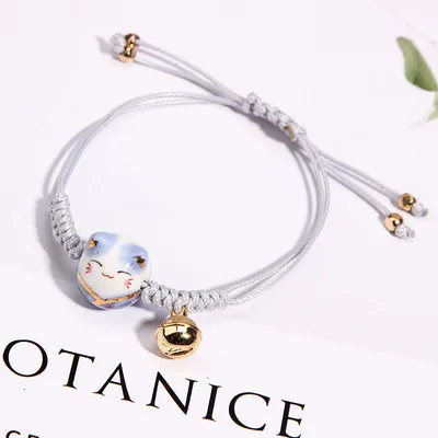 Ceramic cat bracelet fresh student girlfriends hand woven lucky cat transfer red rope bracelet AG1364