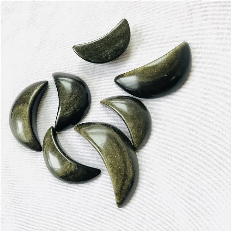 Wholesale natural high quality hand carved Gold Sheen Obsidian Crystal Moon for decoration