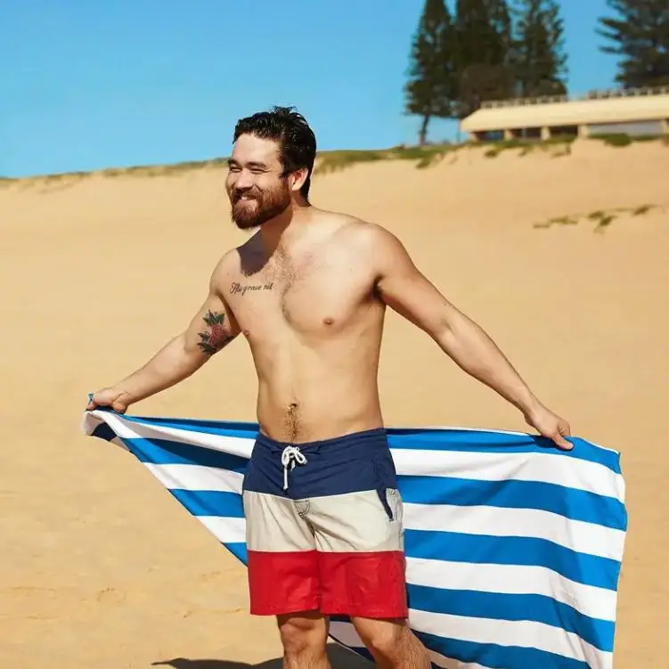 Custom Premium Quality 100% Cotton Terry Striped Oversize Quick Dry Luxury Yarn-dyed Swimming Bath Beach Towel