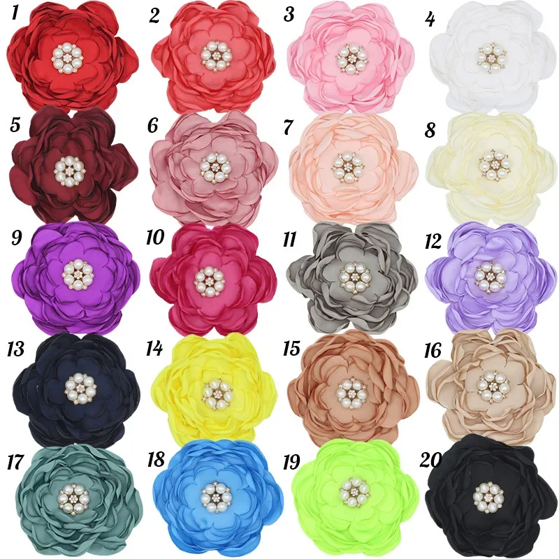 Chinese factory rose make satin ribbon high quality multi-color stock woven chiffon cut flowers fabrics for dress