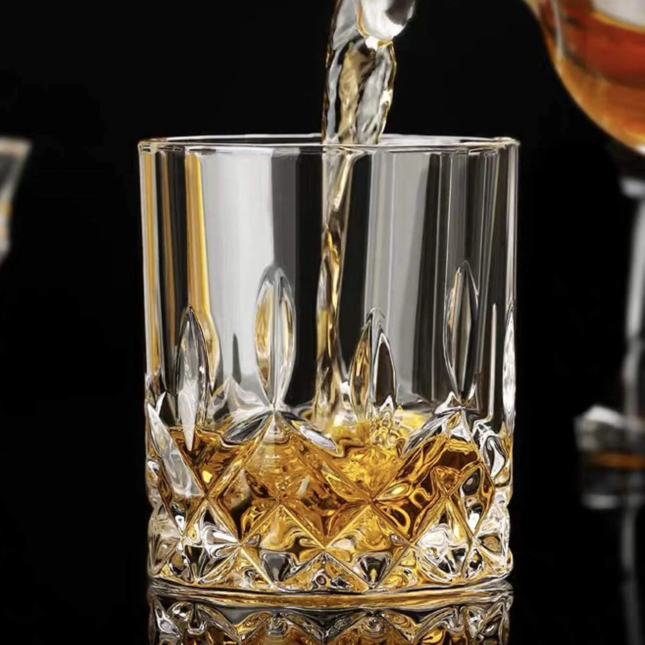 11oz Lead Free Crystal Glass Whiskey Glasses Set of 6 for Scotch, Bourbon or Whisky