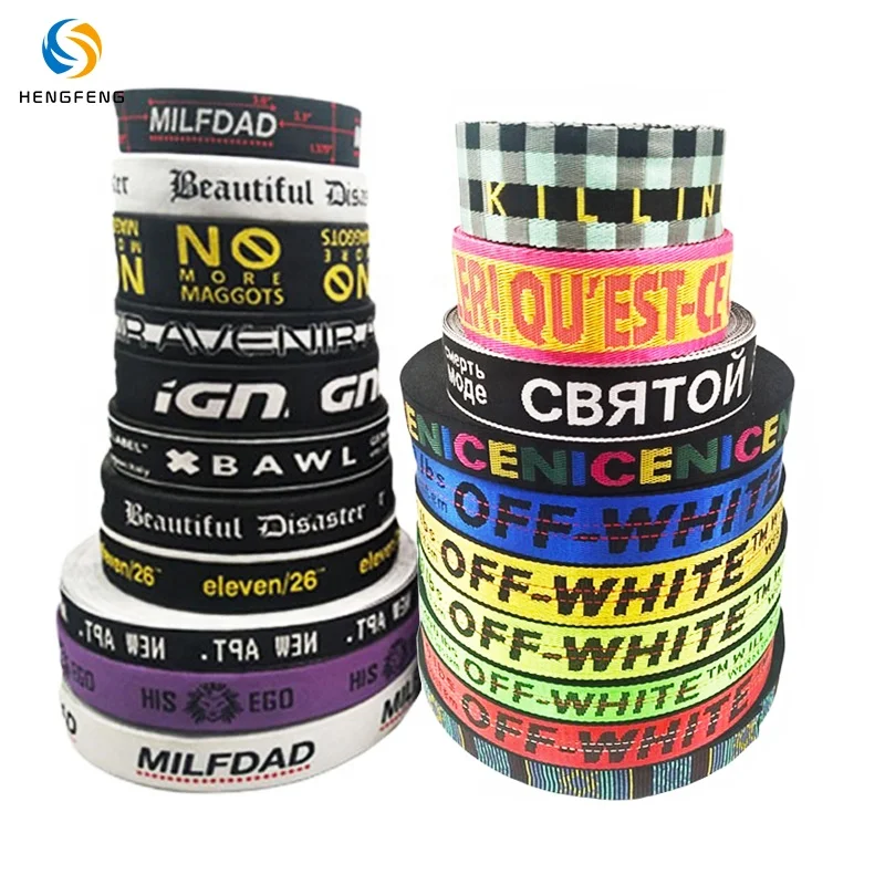 Custom  jacquard rpet webbing polyester tube stripe pp webbing strap jacquard webbing for bag strap