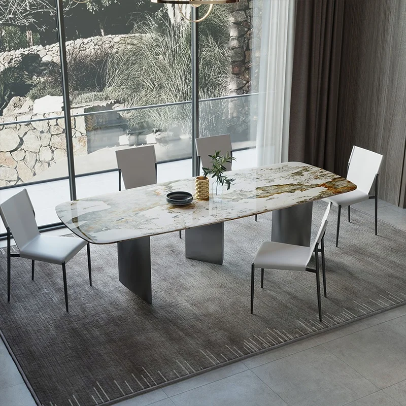 Factory Wholesales Sintered Slab Table From Sintered Stone Dining Table 8 Feet By 3 Feet 10 Seat Marble Table