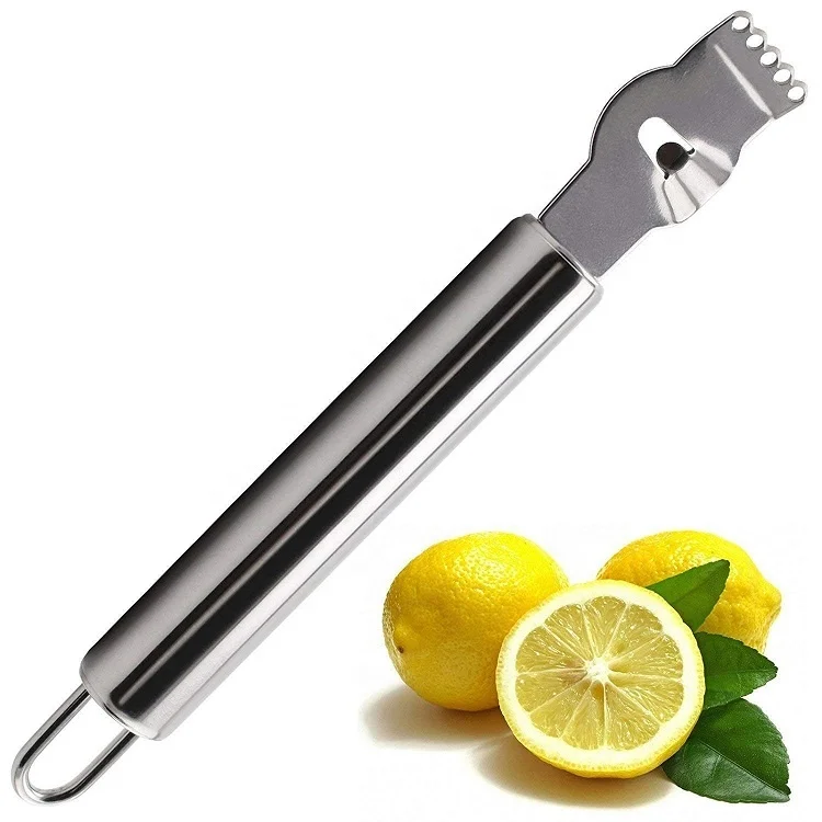 
Seller Stainless Steel Fruit slicer Lemon Grater Vegetable peeler with Orange Plastic Wrap Handle 