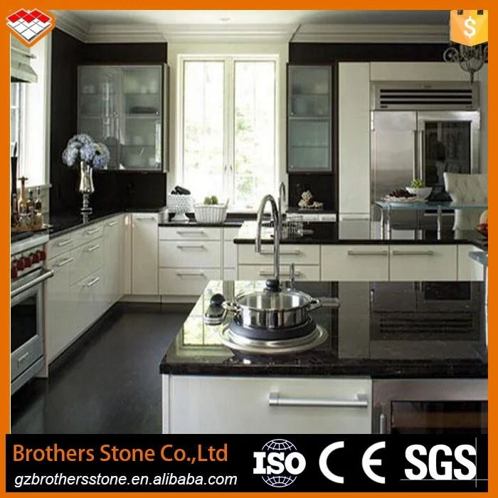 High Quality Cheap India Black Galaxy Black Gold Granite Tiles Slabs Kitchen Counter tops Wall Floor