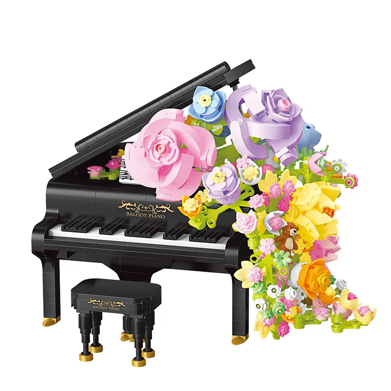 21194 21228 piano violin model preserved flower creative Decoration Building Block Plastic Toy gift for girls kids boys