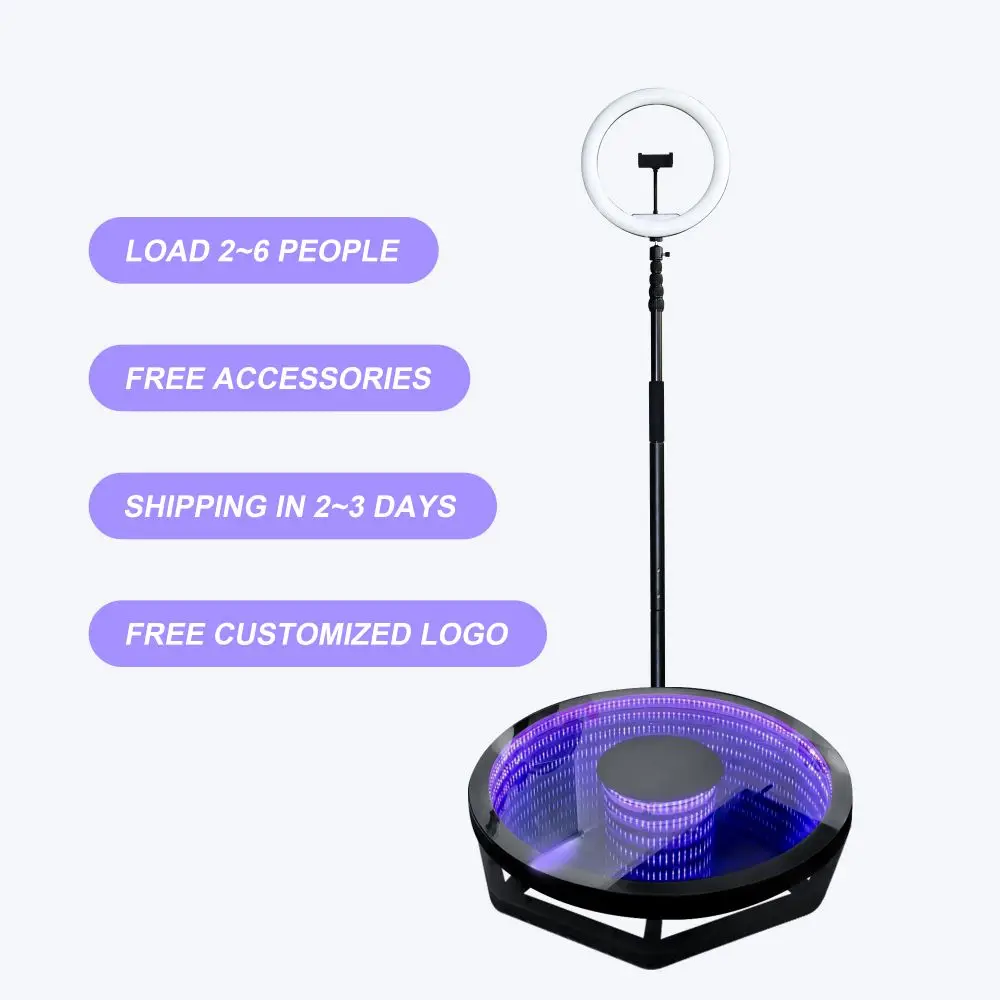 Transparent Glass Rotating Selfie Machine Video Photobooth Automatic 360 Photo Booth