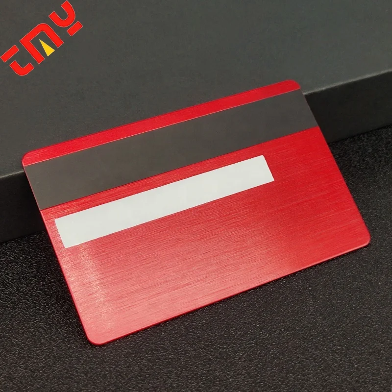 Red Brushed 4442 No Chip Blank Metal Wallet Stainless Steal Credit Card