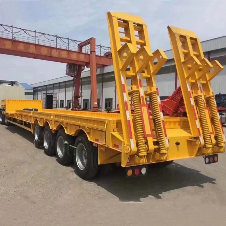 Lowboy производитель прицепов 60 70 80 тонн экскаватор транспорт 3-осевой 4-осевой высококачественный Низкорамный грузовик полуприцеп для продажи