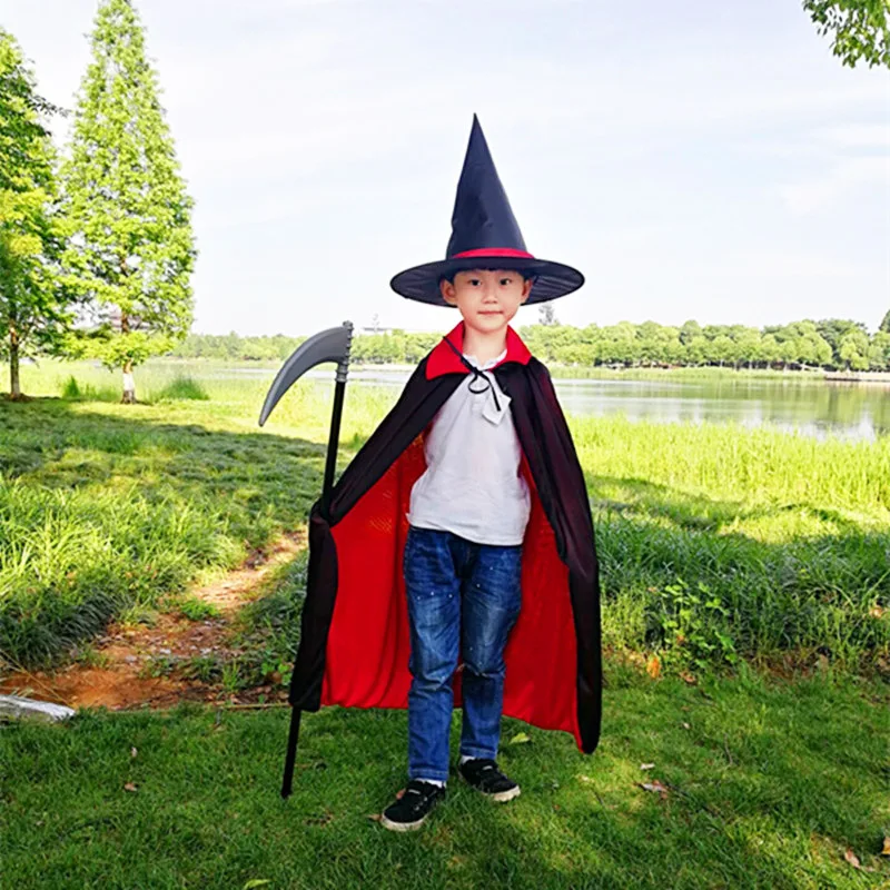Hot Sale Halloween Vampire Kids Adult Costumes Cosplay Cloak Cape Prop Dual-Layer Masquerade Supplies