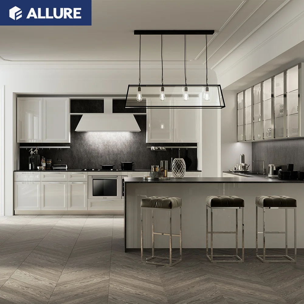 ALLURE automatic outdoor home and kitchen cabinets wholesale Smart designer solid wood melamine kitchen cabinet modern design