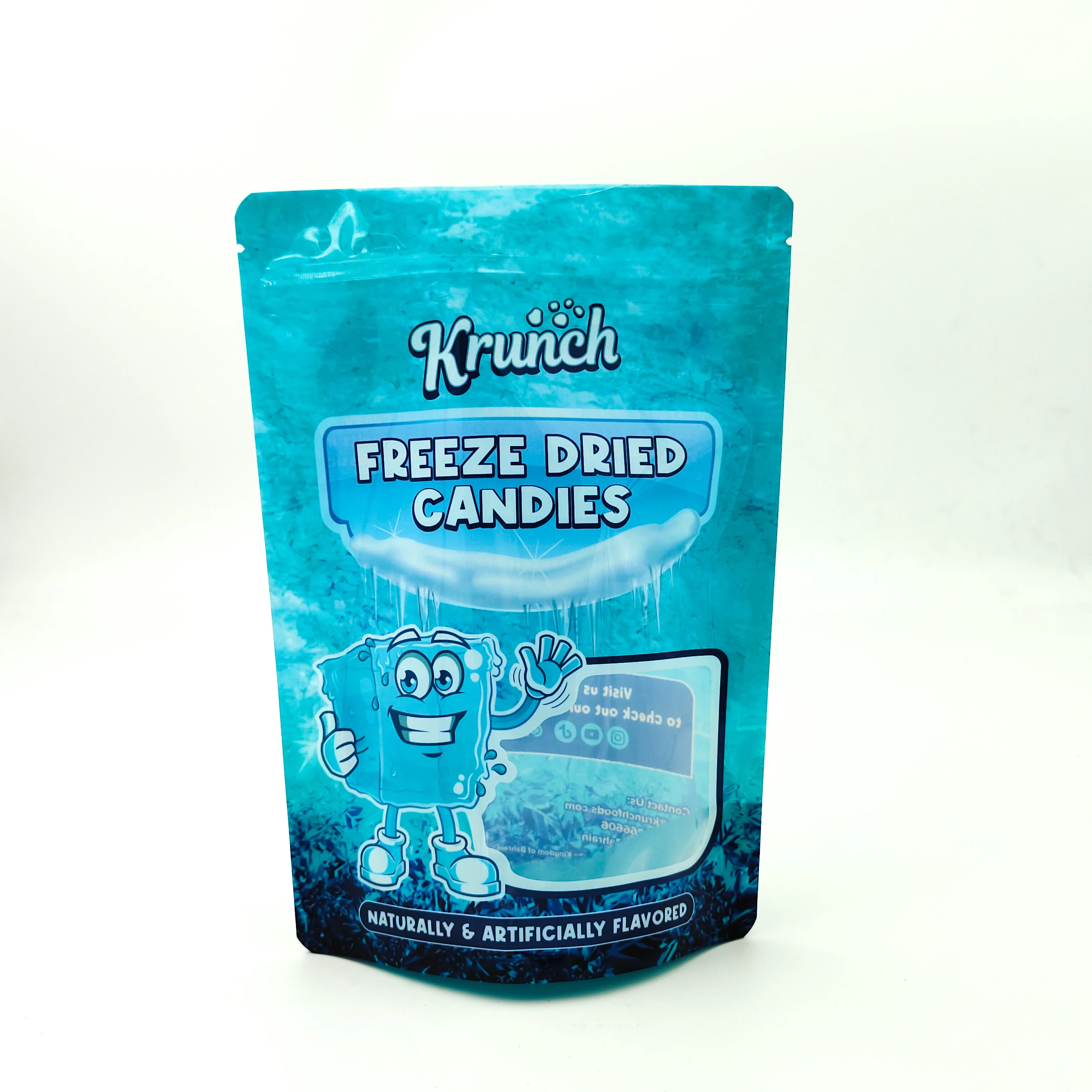Hot selling custom freeze dried candies food packaging stand up pouch with clear window