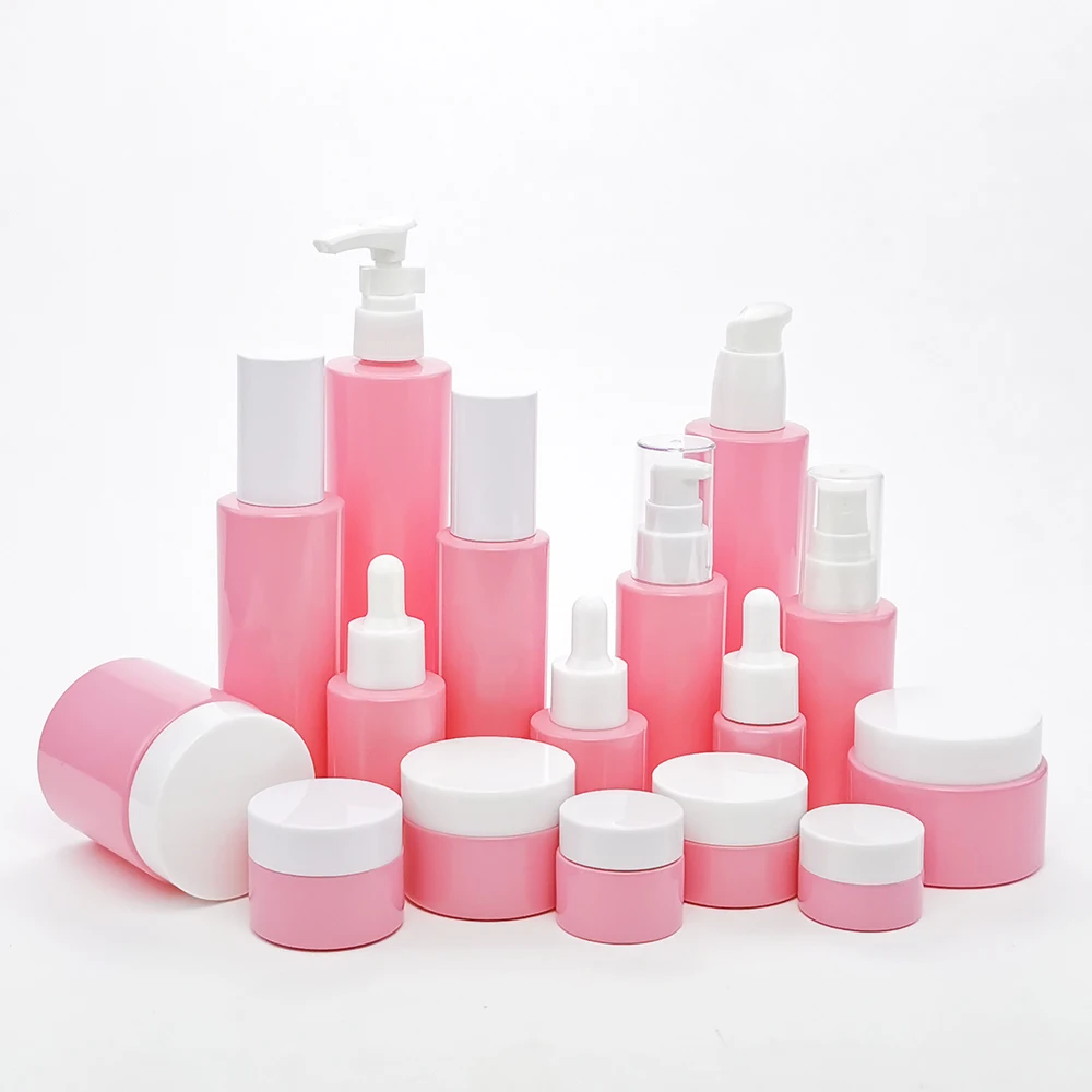 20 30 50ml 1 2 Ounce Pink Blue Green Purple Colored Cosmetic Cream Jar Perfume Spray Glass Bottles with Dropper