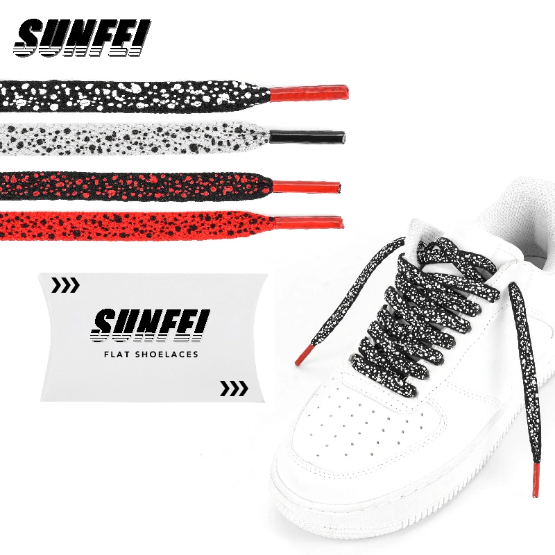 sunfei custom printed logo Football shoelaces Sneakers Art Printed Pattern Shoelace Unique design Shoe laces Flat Colorful Laces
