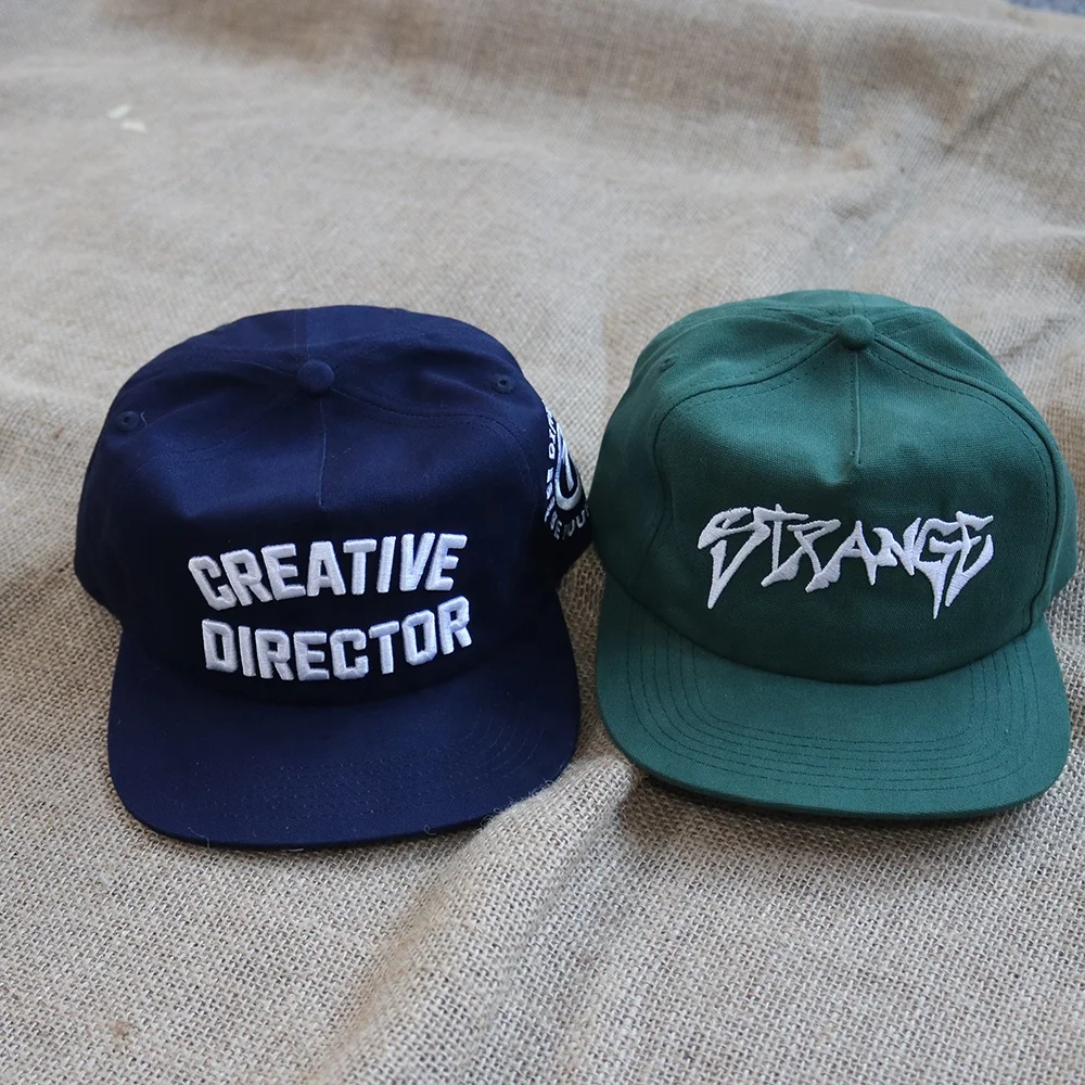 Hot Sale Fashionable unconstructed 5 panel snapback cap flat brim hat custom embroidery logo personalized flat brim cap for men